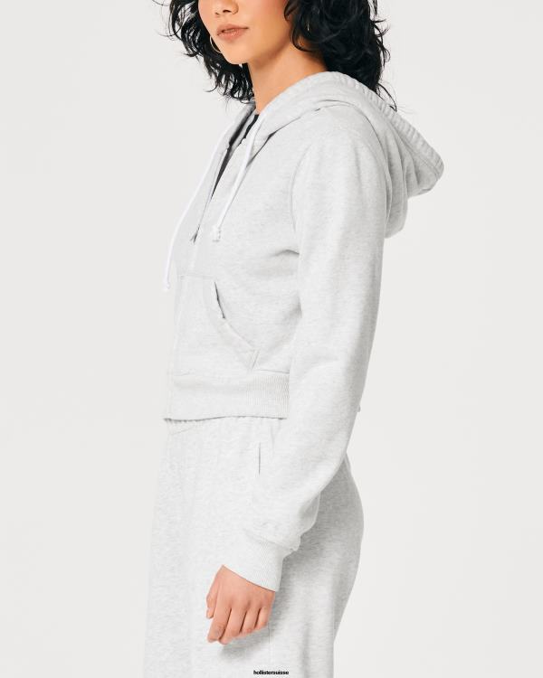 feel good mini sweat à capuche entièrement zippé femmes gris chiné clair Hollister hauts RRRJX90