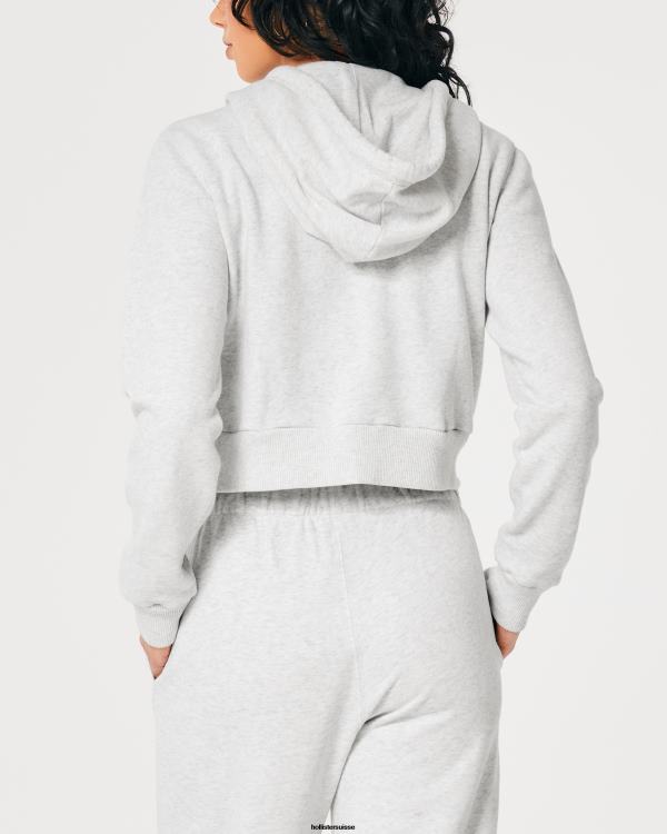 feel good mini sweat à capuche entièrement zippé femmes gris chiné clair Hollister hauts RRRJX90