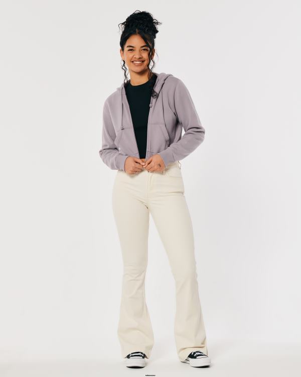 feel good mini sweat à capuche entièrement zippé femmes gris violet Hollister hauts RRRJX233