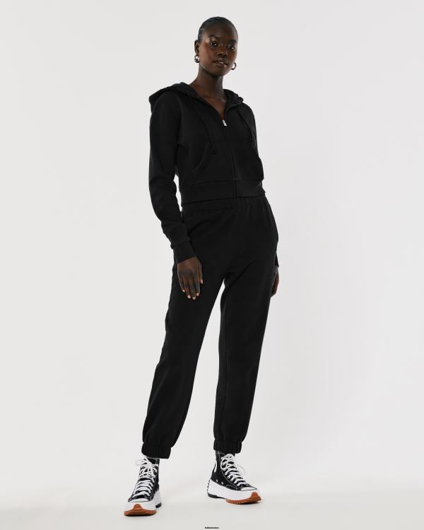 feel good mini sweat à capuche entièrement zippé femmes noir Hollister hauts RRRJX83