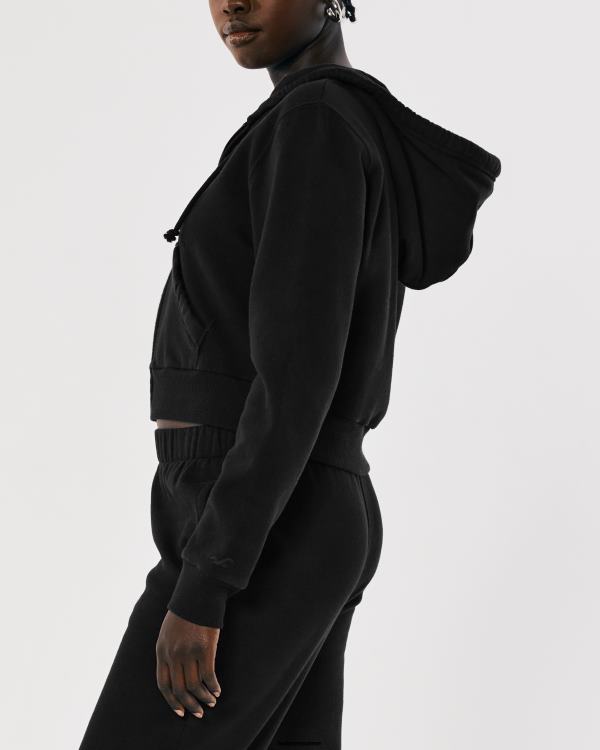 feel good mini sweat à capuche entièrement zippé femmes noir Hollister hauts RRRJX83