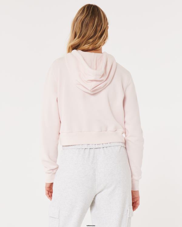 feel good mini sweat à capuche entièrement zippé femmes rose clair Hollister hauts RRRJX109