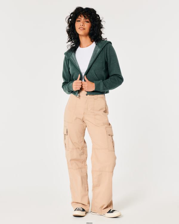 feel good mini sweat à capuche entièrement zippé femmes vert Hollister hauts RRRJX175