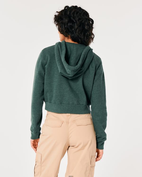 feel good mini sweat à capuche entièrement zippé femmes vert Hollister hauts RRRJX175