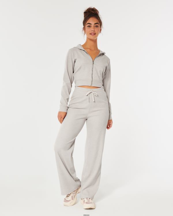 gilly hicks confortable micro-gaufre full-zip femmes beige Hollister hauts RRRJX136