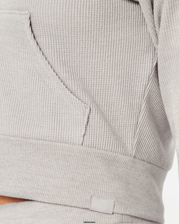 gilly hicks confortable micro-gaufre full-zip femmes beige Hollister hauts RRRJX136