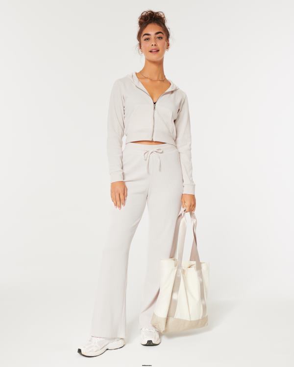 gilly hicks confortable micro-gaufre full-zip femmes blanc Hollister hauts RRRJX98