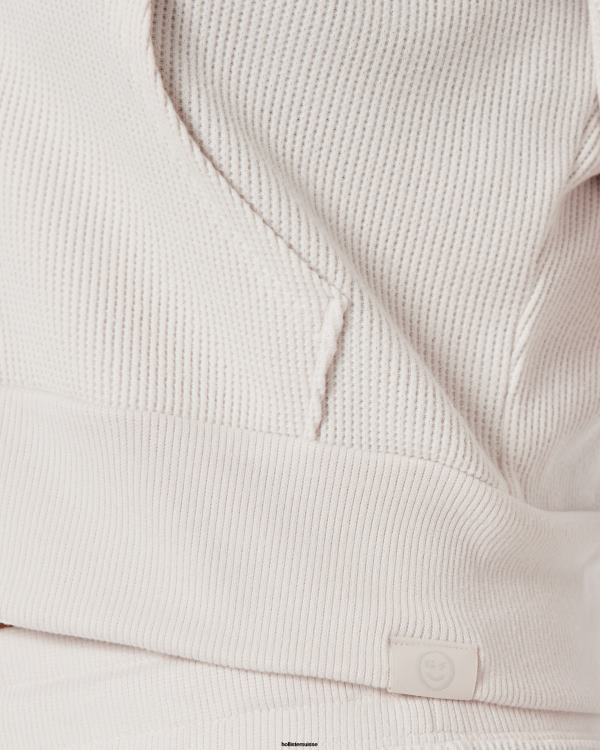 gilly hicks confortable micro-gaufre full-zip femmes blanc Hollister hauts RRRJX98
