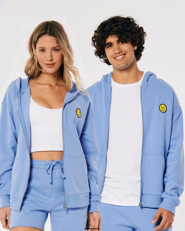gilly hicks smile series sweat à capuche zippé avec logo femmes bleu Hollister hauts RRRJX441