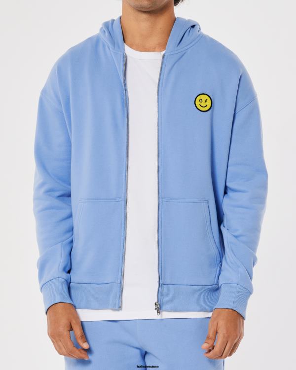 gilly hicks smile series sweat à capuche zippé avec logo femmes bleu Hollister hauts RRRJX441