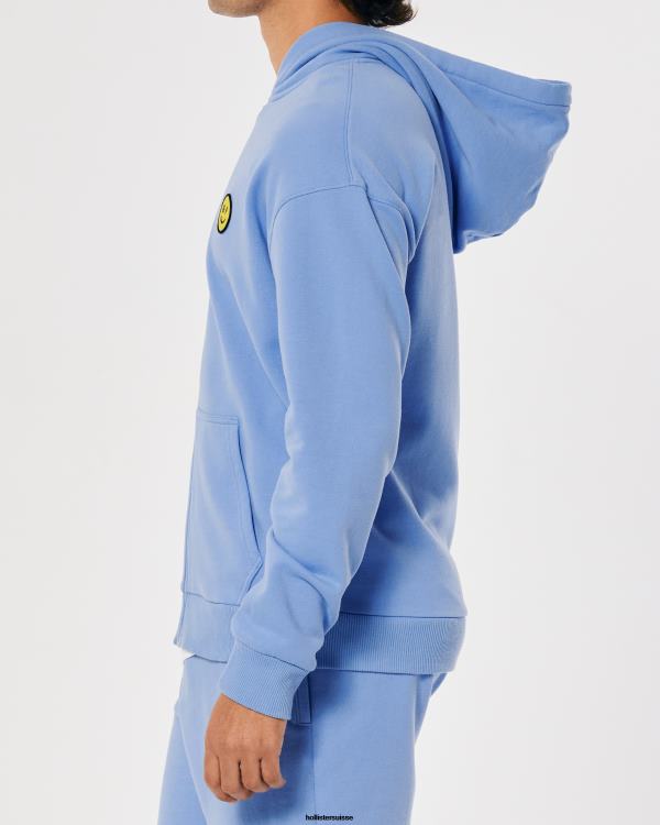 gilly hicks smile series sweat à capuche zippé avec logo femmes bleu Hollister hauts RRRJX441