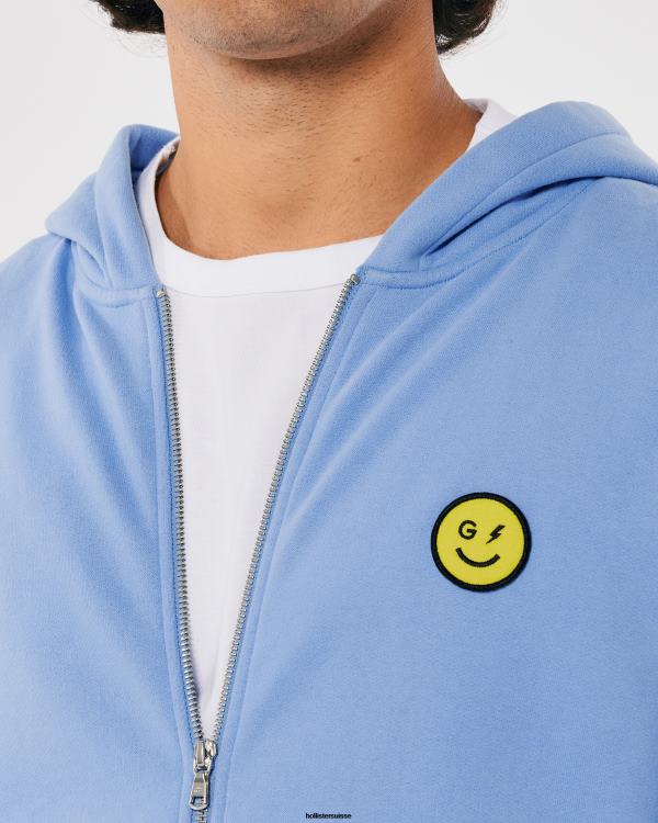 gilly hicks smile series sweat à capuche zippé avec logo femmes bleu Hollister hauts RRRJX441