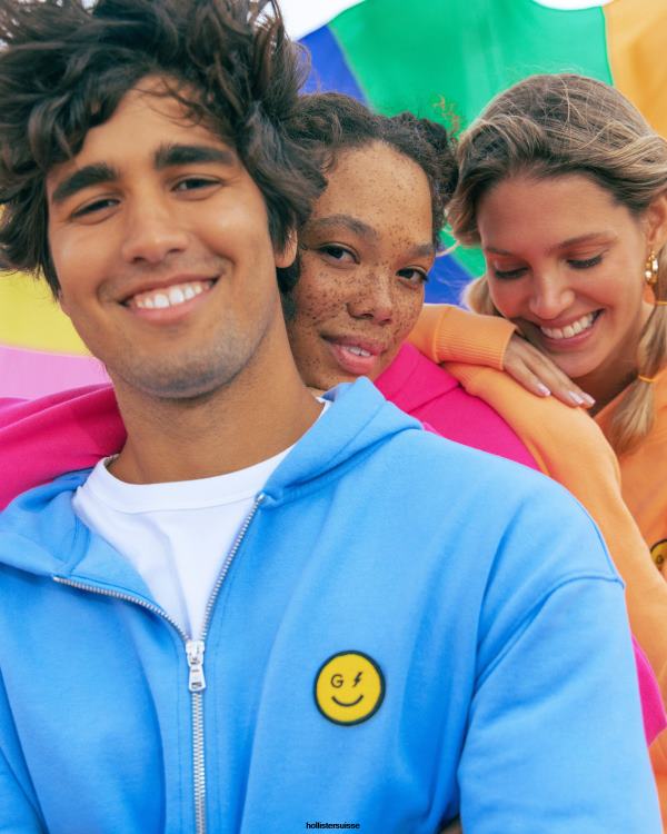 gilly hicks smile series sweat à capuche zippé avec logo femmes bleu Hollister hauts RRRJX441