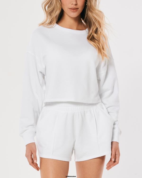 gilly hicks sweat à col ras du cou active essentials femmes blanc Hollister hauts RRRJX206