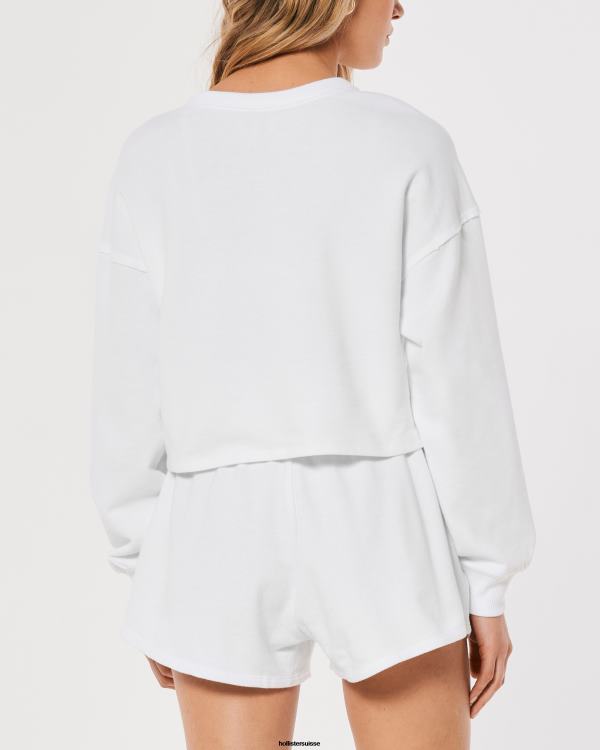 gilly hicks sweat à col ras du cou active essentials femmes blanc Hollister hauts RRRJX206