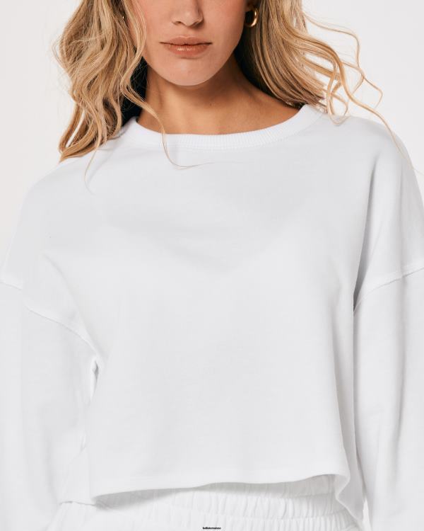 gilly hicks sweat à col ras du cou active essentials femmes blanc Hollister hauts RRRJX206