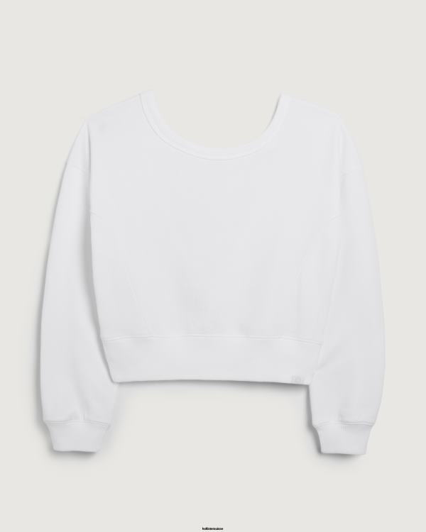gilly hicks sweat ras du cou dos ouvert femmes blanc Hollister hauts RRRJX286