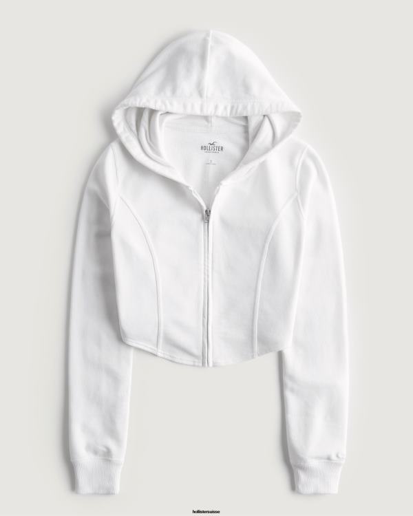sweat à capuche entièrement zippé femmes blanc Hollister hauts RRRJX226