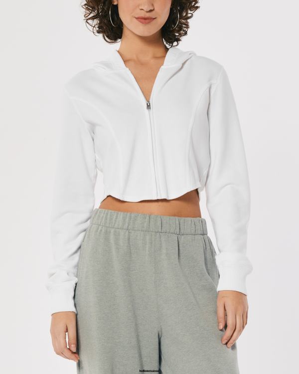 sweat à capuche entièrement zippé femmes blanc Hollister hauts RRRJX226