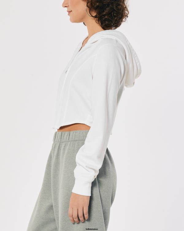 sweat à capuche entièrement zippé femmes blanc Hollister hauts RRRJX226