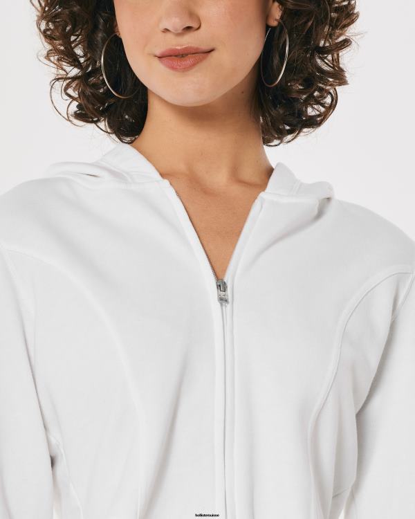 sweat à capuche entièrement zippé femmes blanc Hollister hauts RRRJX226