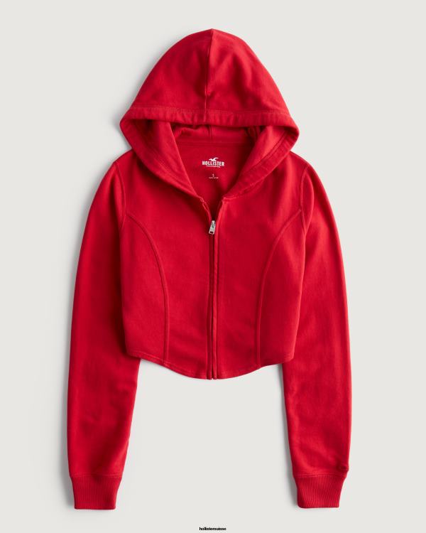 sweat à capuche entièrement zippé femmes rouge Hollister hauts RRRJX341