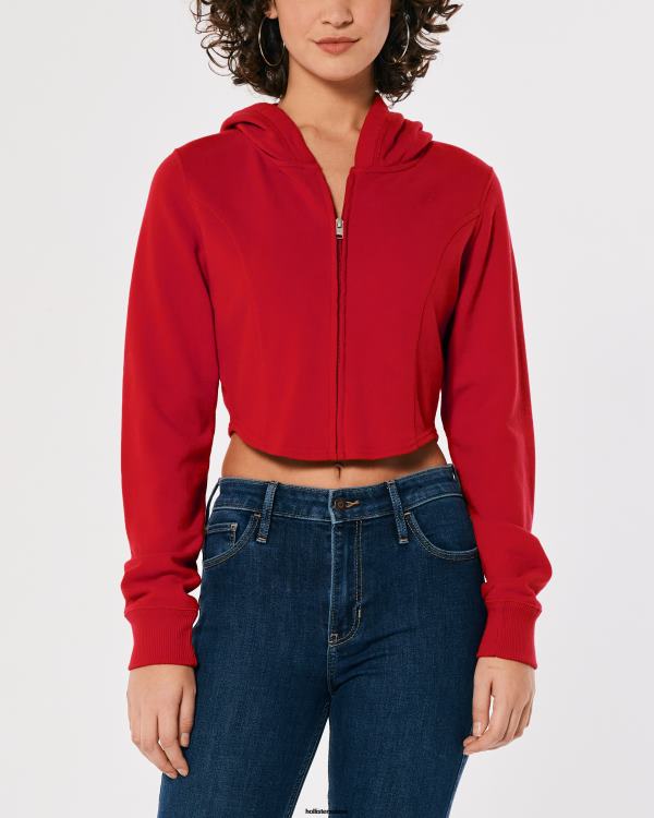sweat à capuche entièrement zippé femmes rouge Hollister hauts RRRJX341