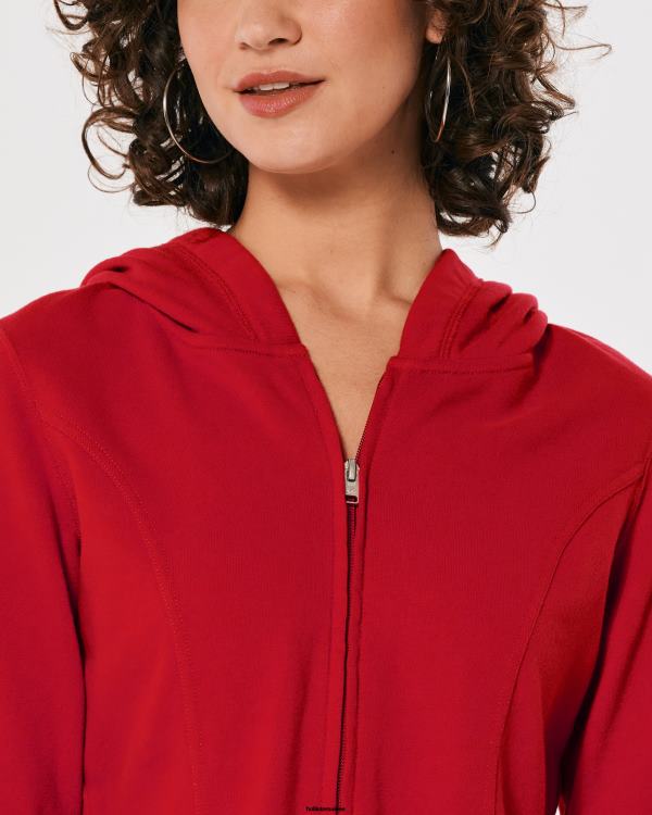 sweat à capuche entièrement zippé femmes rouge Hollister hauts RRRJX341