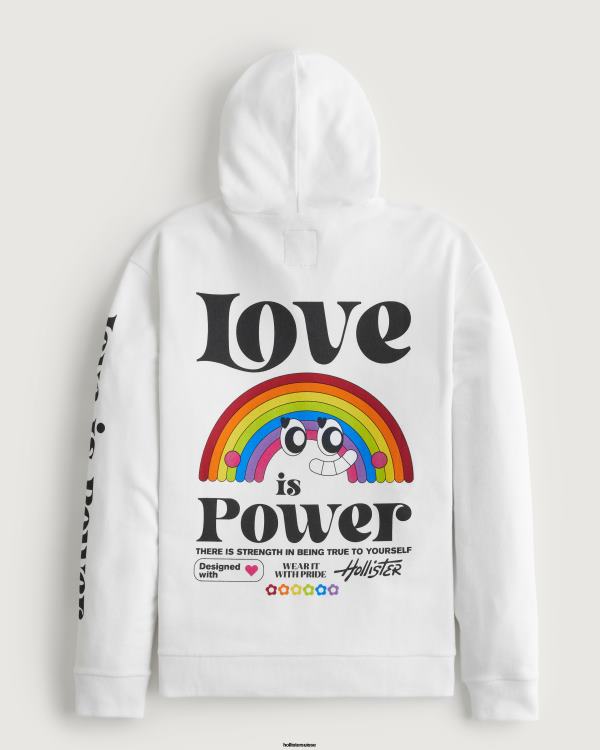sweat à capuche graphique Pride femmes blanc Hollister hauts RRRJX342