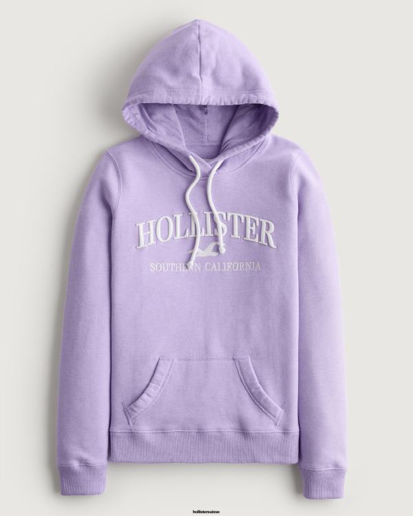 sweat à capuche à logo imprimé femmes violet Hollister hauts RRRJX155