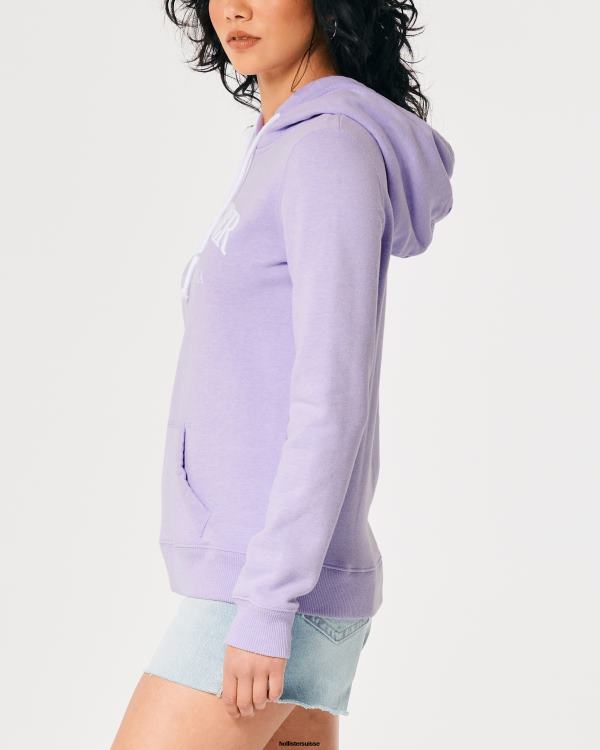 sweat à capuche à logo imprimé femmes violet Hollister hauts RRRJX155
