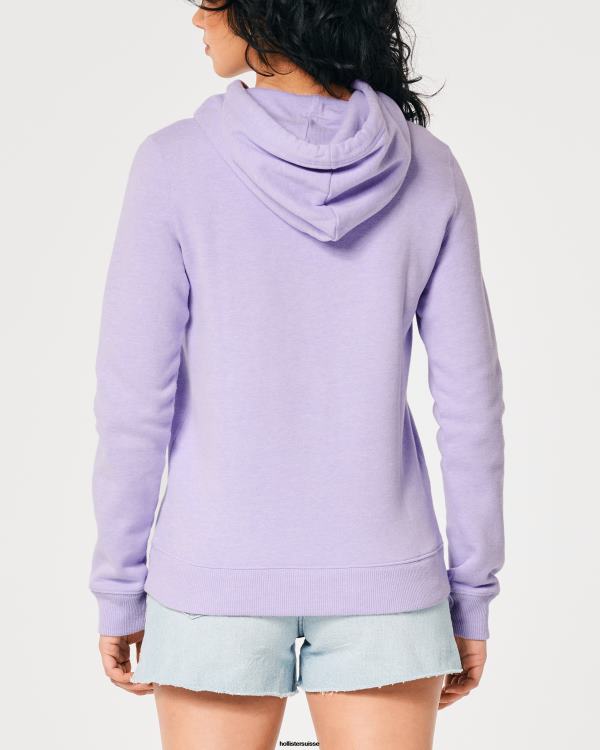 sweat à capuche à logo imprimé femmes violet Hollister hauts RRRJX155
