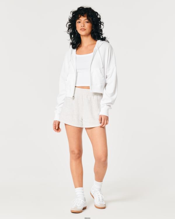 sweat à capuche zippé easy femmes blanc Hollister hauts RRRJX170