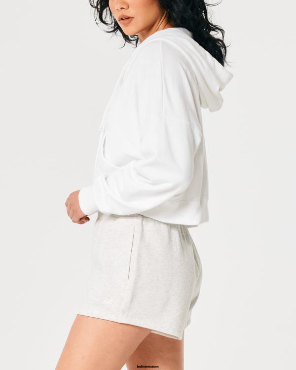 sweat à capuche zippé easy femmes blanc Hollister hauts RRRJX170