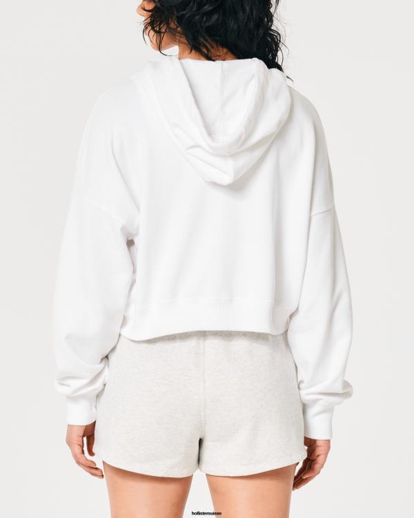 sweat à capuche zippé easy femmes blanc Hollister hauts RRRJX170