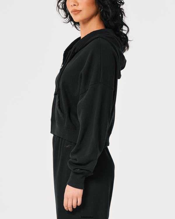 sweat à capuche zippé easy femmes noir Hollister hauts RRRJX108