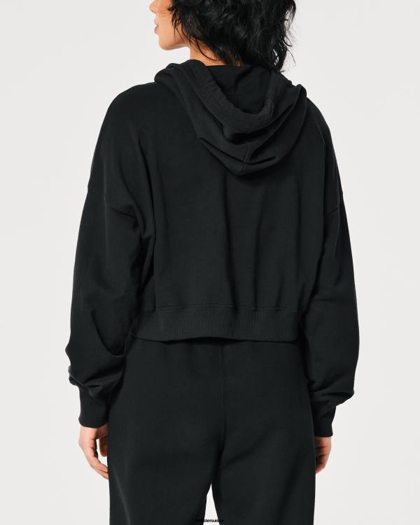 sweat à capuche zippé easy femmes noir Hollister hauts RRRJX108