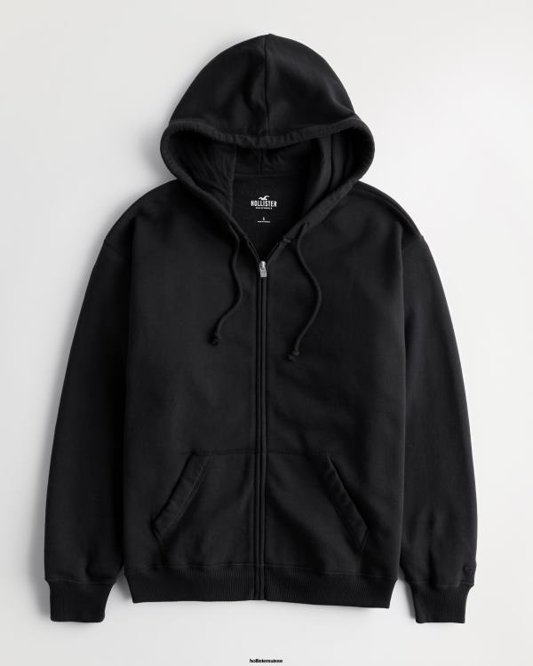 sweat à capuche zippé oversize femmes noir Hollister hauts RRRJX406