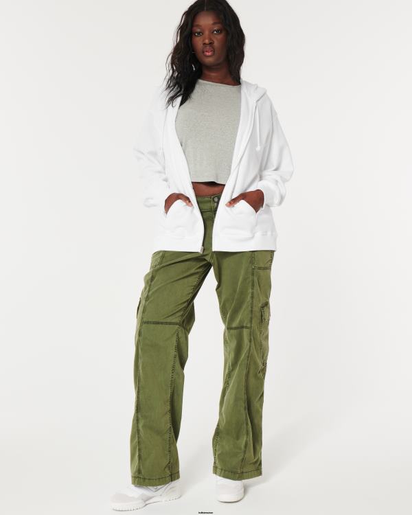 sweat à capuche zippé surdimensionné feel good femmes blanc Hollister hauts RRRJX81