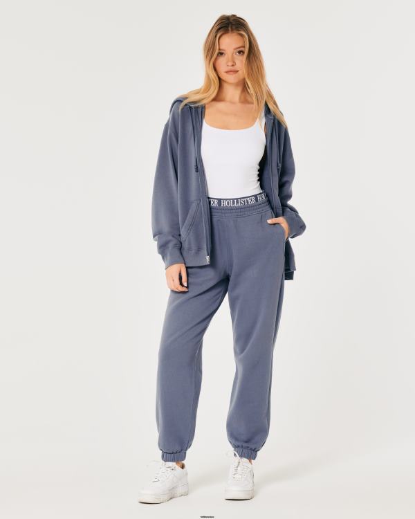 sweat à capuche zippé surdimensionné feel good femmes bleu Hollister hauts RRRJX75