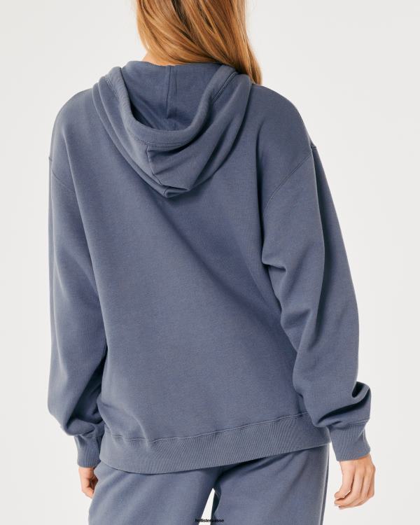sweat à capuche zippé surdimensionné feel good femmes bleu Hollister hauts RRRJX75