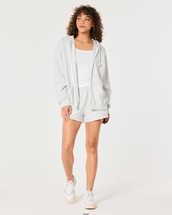 sweat à capuche zippé surdimensionné feel good femmes gris chiné clair Hollister hauts RRRJX29
