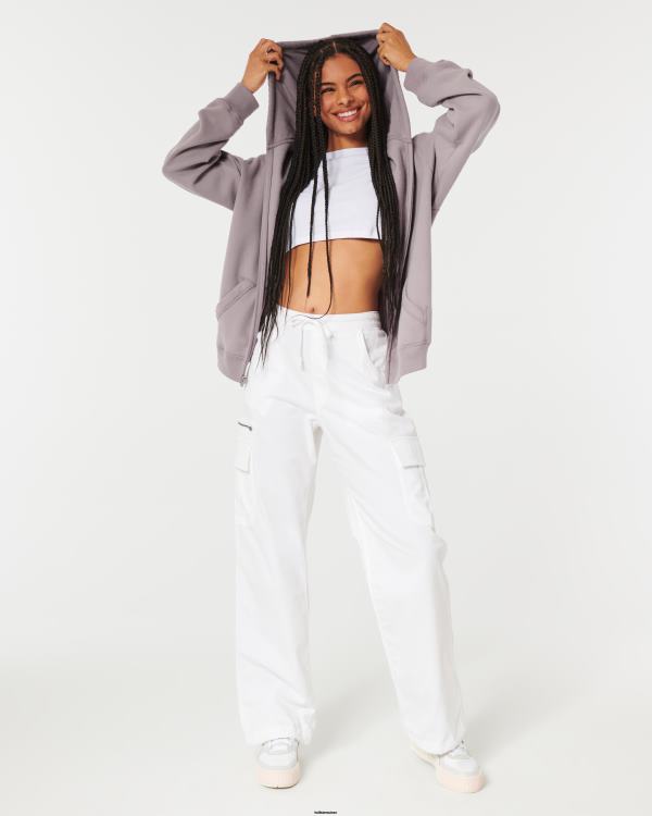 sweat à capuche zippé surdimensionné feel good femmes gris violet Hollister hauts RRRJX77
