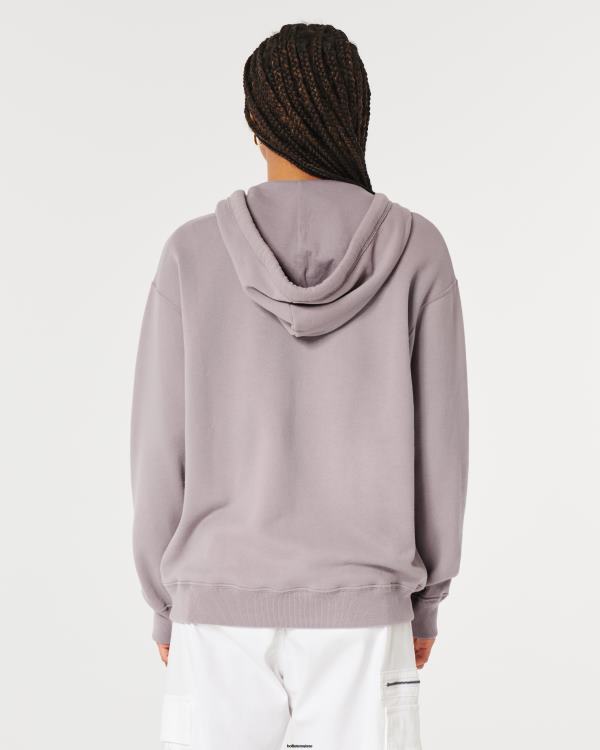 sweat à capuche zippé surdimensionné feel good femmes gris violet Hollister hauts RRRJX77