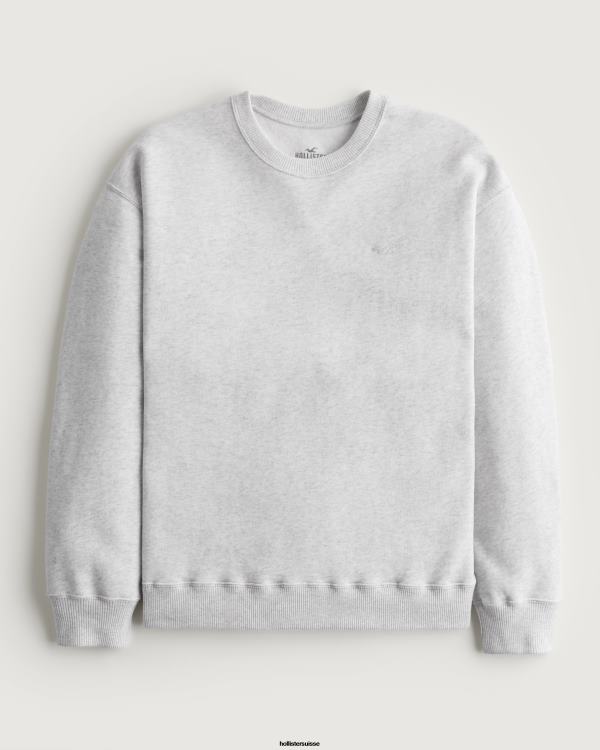 sweat oversize à logo iconique femmes gris chiné clair Hollister hauts RRRJX28