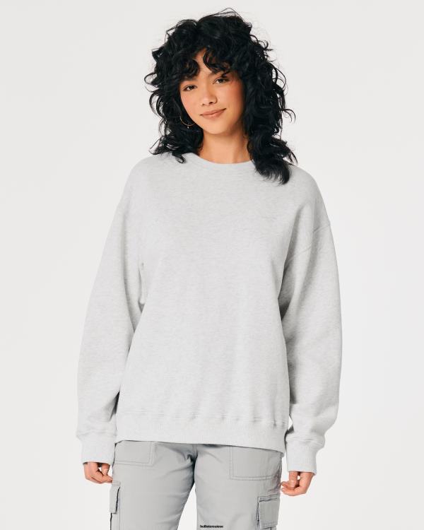 sweat oversize à logo iconique femmes gris chiné clair Hollister hauts RRRJX28