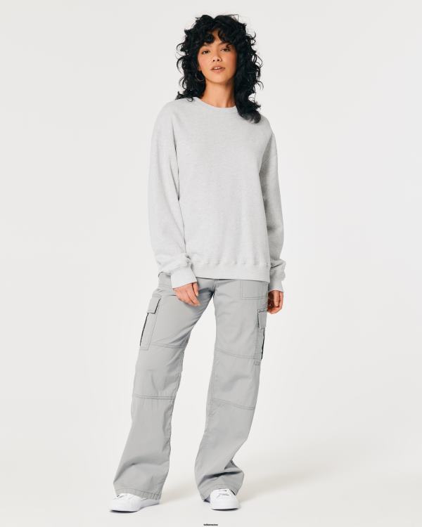 sweat oversize à logo iconique femmes gris chiné clair Hollister hauts RRRJX28