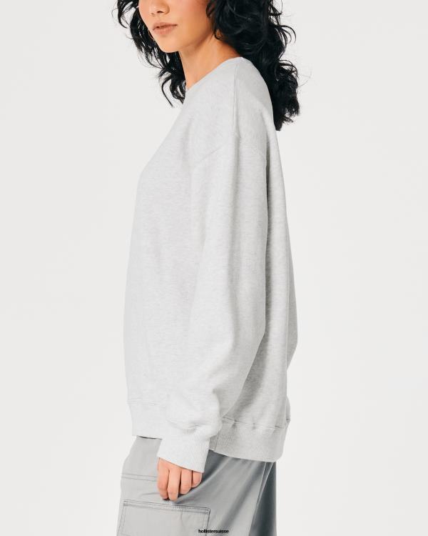 sweat oversize à logo iconique femmes gris chiné clair Hollister hauts RRRJX28