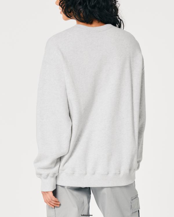sweat oversize à logo iconique femmes gris chiné clair Hollister hauts RRRJX28