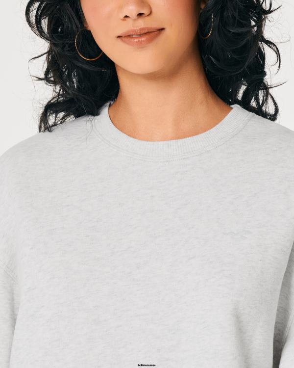 sweat oversize à logo iconique femmes gris chiné clair Hollister hauts RRRJX28